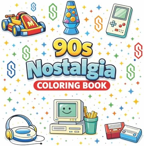 90s Nostalgia Coloring Book: A Relaxing Coloring Book for Adults and Kids Featuring Retro 1990s Scenes, Patterns, and Mandalas by Prado Publishing