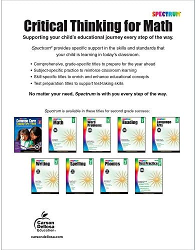 Spectrum Grade 2 Critical Thinking for Math Workbook, Addition and Subtraction With Up to 3 Digit Numbers, Fractions, Shapes, Graphs, and More Mathematics, Classroom or Homeschool Curriculum (Volume 44) by Spectrum
