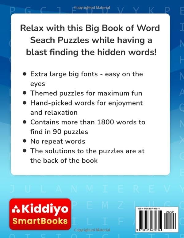 Jumbo Word Search Big Book: Extra Large Print Word Search Puzzles for Seniors and Adults with 30 pt Big Font by Kiddiyo SmartBooks