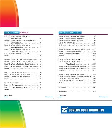 Spectrum Spelling Workbook Grade 3, Ages 8 to 9, 3rd Grade Spelling Workbook Covering Phonics, Handwriting Practice with Vowels, Consonants, Dictionary Skills, and More, Spelling Books for 3rd Grade by Spectrum