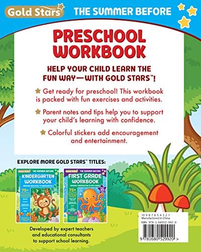 The Summer Before Preschool Workbook School Prep for Ages 3 - 4: 75+ Activities, First Writing, First Phonics, First Reading, First Counting, and First Math (Gold Stars Series) by Gold Stars