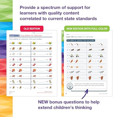 Spectrum 1st Grade Math Workbook, Mathematics Activity Book for Kids Ages 6-7, Addition, Subtraction, Place Value, Shapes, and More, Classroom or Homeschool Curriculum by Spectrum