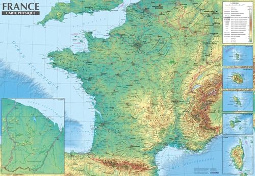 France 1/2.200.000 - carte administrative et physique (sans barres alu) 67 × 47 cm by unknown author