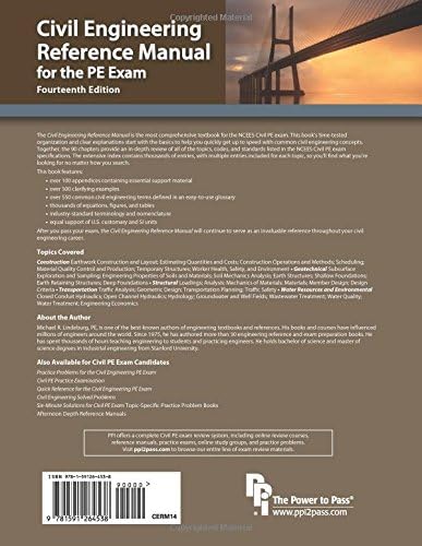 Civil Engineering Reference Manual for the PE Exam by Michael R. Lindeburg