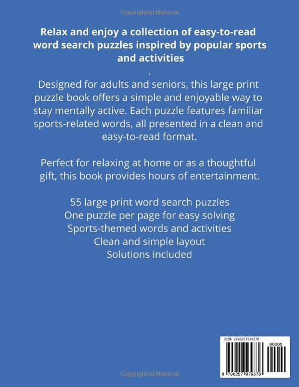 Large Print Sports Word Search for Seniors: Easy-to-Read Puzzles Featuring Sports, Football, Baseball, Basketball, Golf, and Popular Sports | Relaxing ... x 11 Inches, 112 Pages | Solutions Included by PaperBrain Publishing