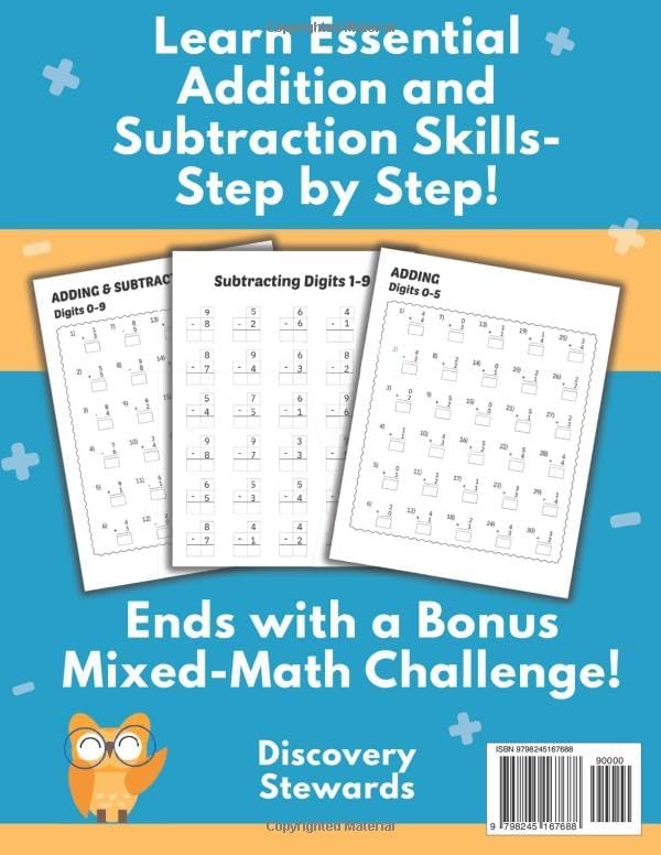Kindergarten Math Workbook: Addition and Subtraction Practice to Build Confidence for Ages 5–7 (Math Foundations) by Discovery Stewards