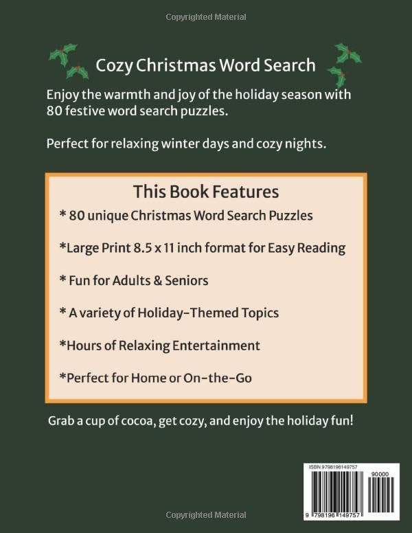 Cozy Christmas Word Search: Large-Print Holiday Puzzles for Adults & Seniors Featuring Festive Traditions, Winter Memories, and Relaxing Christmas Fun (Cozy Seasons Word Search Collection) by Kesslyn L Luke