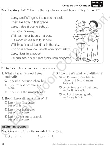 Evan-Moor Daily Reading Comprehension, Grade 1 Student Workbook by Evan-Moor Educational Publishers