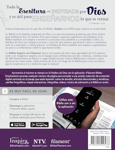 Biblia Inspira NTV con Filament (Tapa dura de SentiPiel, Lavanda) (Spanish Edition) by Tyndale