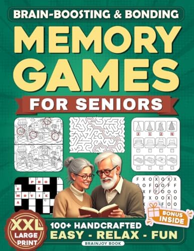 Memory Games for Seniors: Brain Boosting & Bonding Adult Activity Books, Science-Based Large Print Puzzles with Word Search, Crossword and More to ... Dementia (Gifts for Elderly Men & Women) by BrainJoy Books