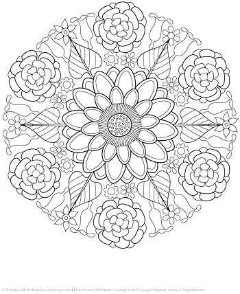 Flower Mandalas Coloring Book (Design Originals) 30 Beginner-Friendly and Relaxing Floral Art Activities on Extra-Thick Perforated Paper that Resists Bleed Through by Thaneeya McArdle
