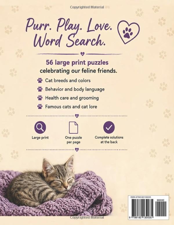 LARGE PRINT CAT LOVERS WORD SEARCH FOR SENIORS: 56 Themed Puzzles with 504 Cat Terms for Feline Enthusiasts by Mahmoud Mohamed Hassaan