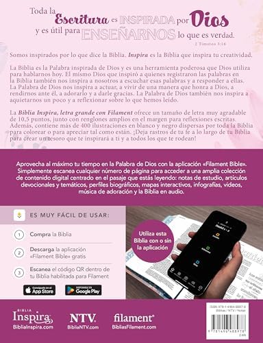 Biblia Inspira NTV, letra grande con Filament (SentiPiel, Primaveral) (Spanish Edition) by Tyndale