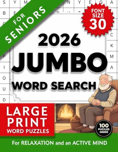 2026 Jumbo Word Search for Seniors: Stress Relief and Brain Exercise Made Simple, 100 Easy Large Print Word Searches for Seniors, 10 Calming Themes, and Screen-Free Relaxation by Alenna Molfran