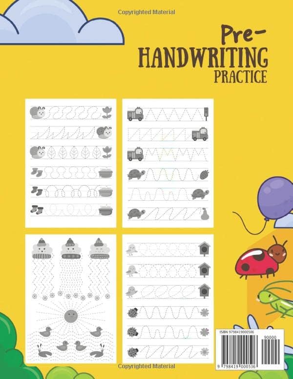 Pre-writing Skills Practice Workbook 100 pages Pre-handwriting Activity book for kids ages 3-5. Pre K Writing Journal: Pencil/Pen Control Tracing Book for Toddlers PreK and kindergarten by LRN Prints