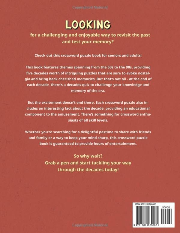 The Ultimate Flashback Crossword Puzzle Book: 1950s, 1960s, 1970s, 1980s and 1990s Fun Decades Crossword Puzzle Games for Adults and Seniors [Large Print Incl. Decades Quiz] by Keep Your Mind Young