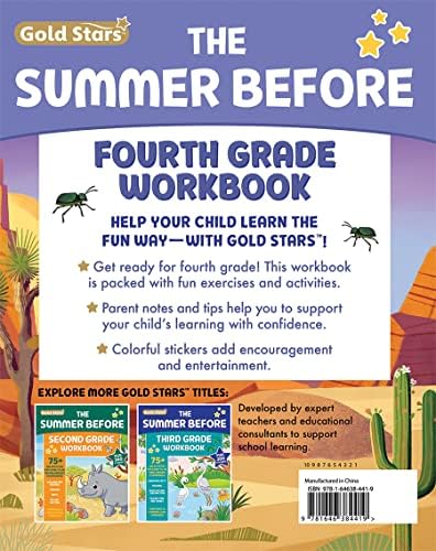 The Summer Before Fourth Grade Workbook: Bridging 3rd to 4th Grade with 75+ Activities Math, Reading, Writing, Language Arts, Fractions, Geometry, and More! by Gold Stars