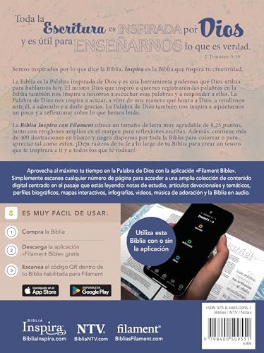 Biblia Inspira NTV con Filament (SentiPiel, Acuarela rosa) (Spanish Edition) by Tyndale