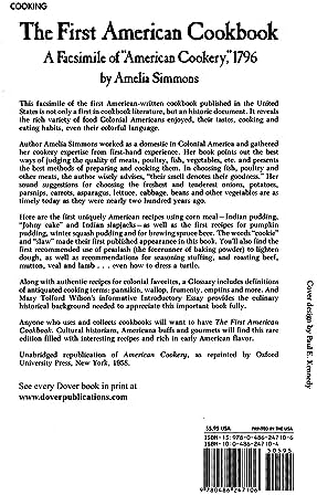 The First American Cookbook: A Facsimile of "American Cookery," 1796 by Amelia Simmons