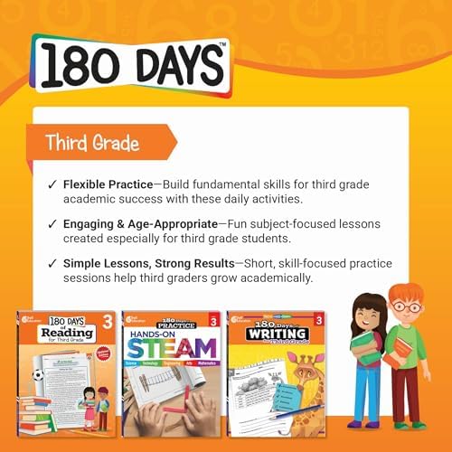 180 Days™: Writing Workbook for 3rd Grade Ages 8–9 | Paragraph Writing, Sentence Structure, Grammar, Writing Process for School or Home by Shell Education