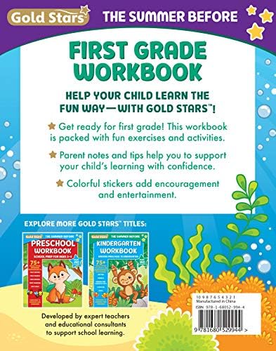 The Summer Before First Grade Workbook School Bridging Kindergarten to First Grade Ages 6 - 7: 75+ Activities, Phonics, Spelling, Reading, Language ... Measurement and Time (Gold Stars Series) by Gold Stars