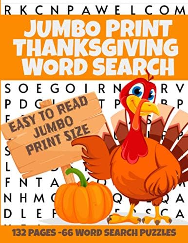 JUMBO PRINT THANKSGIVING WORD SEARCH: EASY TO READ WORD SEARCH PUZZLES 66 | PUZZLES THAT COVER THE ENTIRE PAGE 8.5 X 11 INCHES | GREAT FOR SENIORS TEENS ADULTS KIDS | HOURS OF BRAIN STIMULATION- by MT LEE