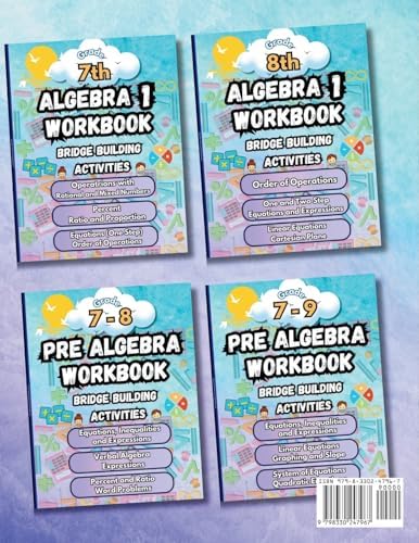 Summer Math Algebra 1 Workbook Grade 7-9 Bridge Building Activities: 7th to 9th Grade Summer Algebra 1 Essential Skills Practice Worksheets by Summer Bridge Building