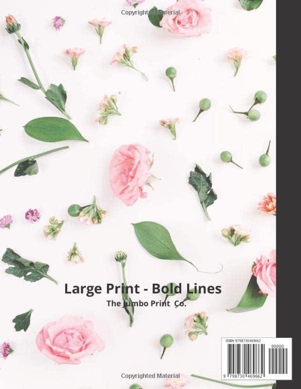 The Jumbo Large Print Bold Lines Blood Sugar Log Book 20-Point Font (Pink Flowers): Weekly Blood Sugar Diary, Daily Diabetic Glucose Tracker Journal ... Breakfast, Lunch, Dinner, Bedtime - 8.5x11” by The Jumbo Print Co.