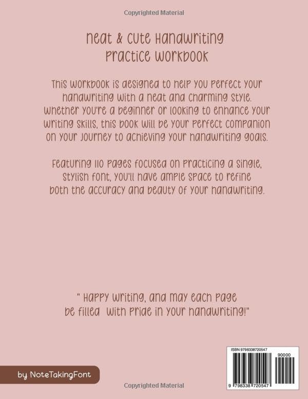 Neat and Cute Handwriting practice Workbook for adults and Teens: Improve your handwriting skill & Practice with Monoline lettering Practice Page, ... worksheet for adults, My Chewycake font by NoteTaking Font
