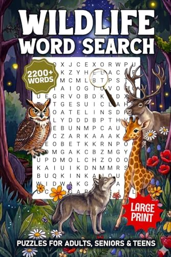 Wildlife Large Print Word Search For Seniors: Fun Wild Life Themed Word Find Puzzles For Adults & Teens, Nature Word Searches With Solutions by BlueMoon Press