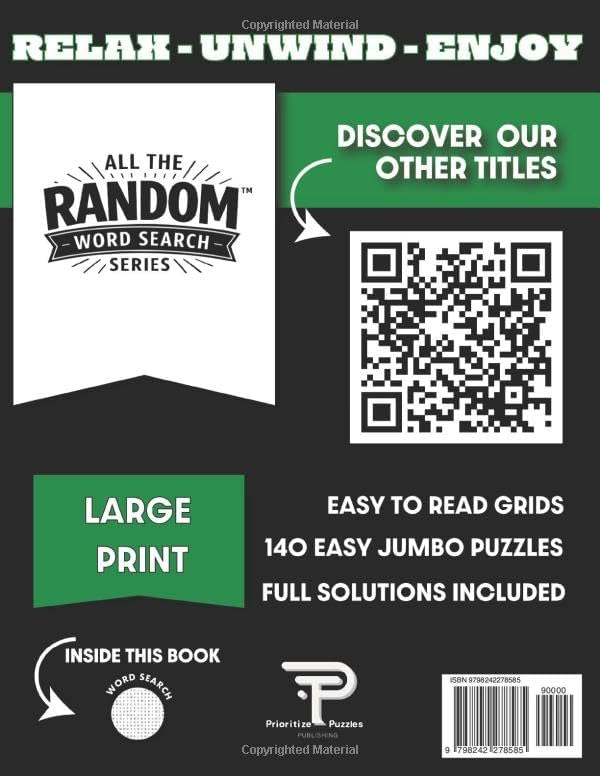 Easy Jumbo Word Search – Volume 1: 140 Large Print Word Search Puzzles for Adults, Seniors & Teens (All the Random™ Word Search Puzzles) by SK ROBB