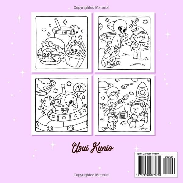 Lovely Strange: A Cute Coloring Book for Adults and Teens Featuring Funny Characters and Adorable Animals in Space Scenes for Relaxation by Usui Kunio