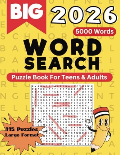 Big 2026 Word Search Puzzle Book - 5000 Words 115 Large Format Puzzles - Teens, Adults, Seniors by Beachcomber Press