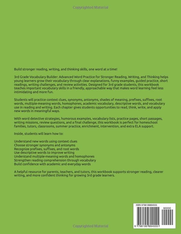 3rd Grade Vocabulary Builder: Advanced Word Practice for Stronger Reading, Writing, and Thinking by Dr. Lysa Cohen