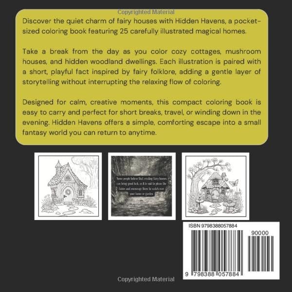 Hidden Havens: A Pocket-Sized Coloring Book Of Fairy Houses (Pocket Palette) by Sharp Pen Publishing