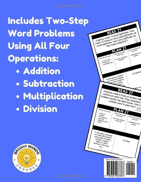 Two Step Word Problems Grade 3 Workbook (Math Word Problems For Kids) by Laura Putman