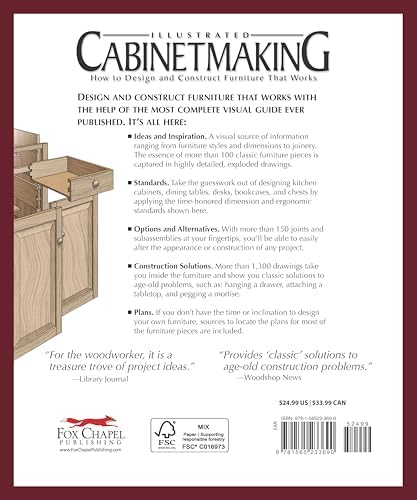 Illustrated Cabinetmaking: How to Design and Construct Furniture That Works (Fox Chapel Publishing) Over 1300 Drawings & Diagrams for Drawers, Tables, Beds, Bookcases, Cabinets, Joints & Subassemblies by Bill Hylton