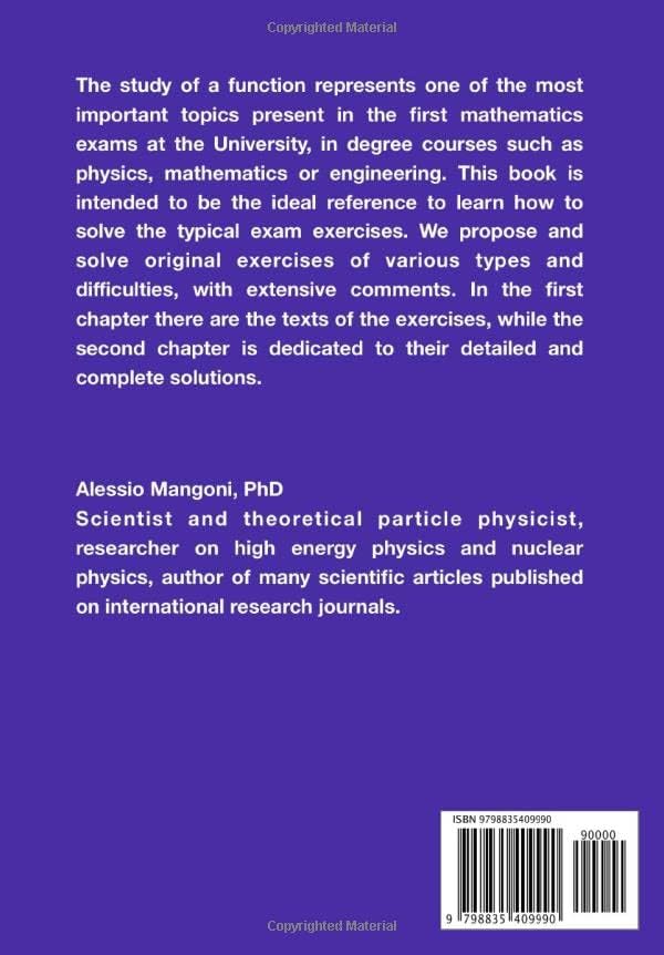Mathematical Analysis: Exercises The Study of Functions (University) by Alessio Mangoni