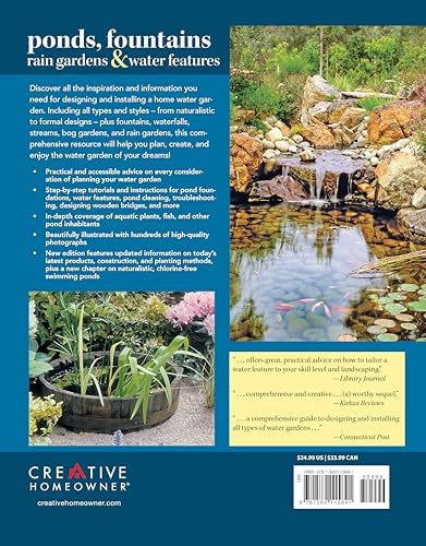 DIY Guide to Ponds, Fountains, Rain Gardens & Water Features, Revised Edition: Designing, Constructing, Planting (Creative Homeowner) Landscaping with Aquatic Plants, Fish, Wooden Bridges, and More by Nina Koziol