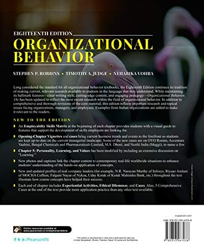Organizational Behavior, 18Th Edition by Neharika Vohra Stephen P. Robbins, Timothy A. Judge