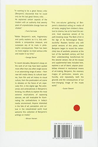 The Work of Art in the Age of Its Technological Reproducibility, and Other Writings on Media by Walter Benjamin