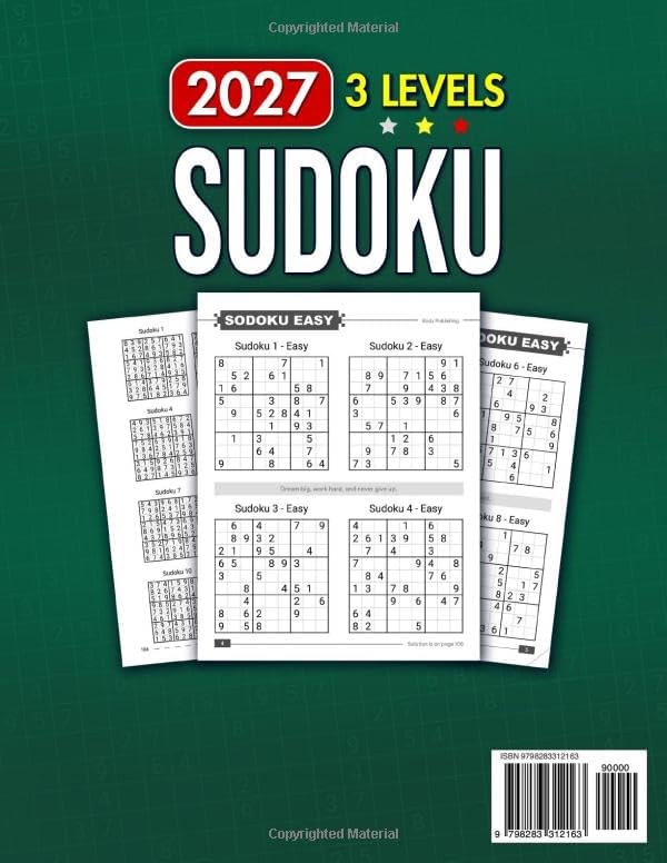 Sudoku Book for Adults and Seniors with 3 Levels of Difficulty: 402 Puzzles & Solutions, Easy to Hard (The Perfect Gift for Puzzle Lovers) (Gifts for Men & Women) by Rody Publishing
