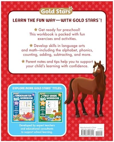 Preschool Big Workbook Ages 3 - 5: 320 Pages, Letter and Numbers Tracing, Early Math, First Writing, Phonics, Alphabet and more (Gold Stars) by Gold Stars