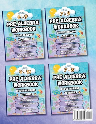 Summer Math Pre Algebra Workbook Grade 6-8 Bridge Building Activities: 6th to 8th Grade Summer Pre Algebra Essential Skills Practice Worksheets by Summer Bridge Building