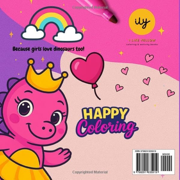 Dinosaur Coloring Book for Girls Ages 3-5: 50 Bold and Simple Dinosaur Pages for Toddler Girls – Single-Sided Prints, Easy to Color, Perfect for Ages 3–5 (Glitter Girls Coloring Collection) by Lizzy Van