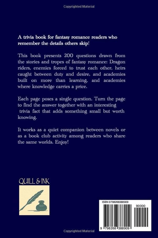 The BookTok Romantasy Trivia Book: 200 Questions & Lore on Ships, Tropes, Dragons & Morally Gray Heroes by Quill & Ink