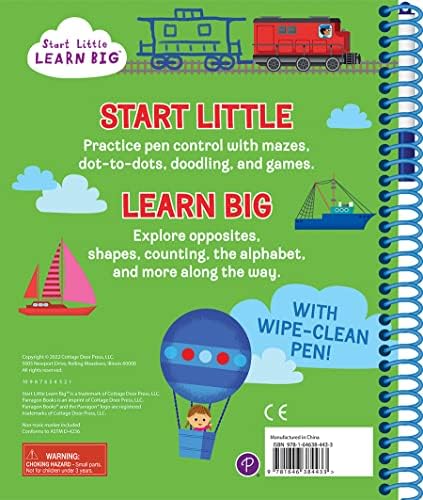 Wipe Clean Preschool Activity Book for Kids Ages 3 to 5: ABCs, Counting, Opposites, Shapes, Tracing, Pen Control and More (Start Little Learn Big Series) by Start Little Learn Big