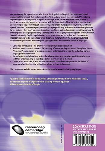 Introducing English Linguistics (Cambridge Introductions to Language and Linguistics) by Charles F. Meyer