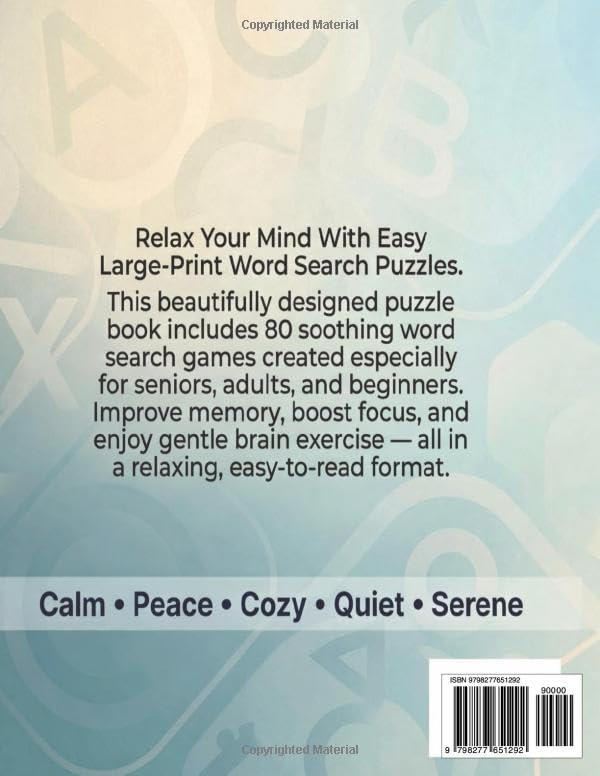 Large Print Word Search for Seniors: 80 Easy Puzzles to Boost Memory, Focus & Relaxation | Fun Large-Print Word Search Book for Adults & Seniors by Puzzle Haven Books