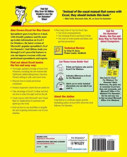 Excel For Dummies, 2nd Edition: 2nd Edition (For Dummies Computer Book Series) by Greg Harvey